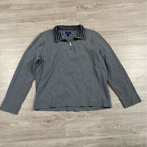 Men’s Faconnable‎ Quarter Zip Pullover Cotton Gray Sweater